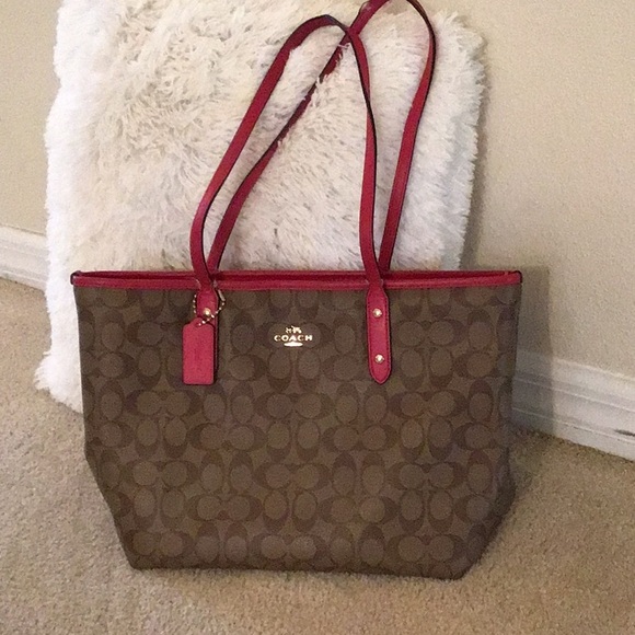 Coach City Tote, Tan/Brown/Pink - Picture 3 of 15